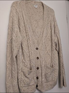 J. Crew Women’s Beige Cable-Knit Button Cardigan